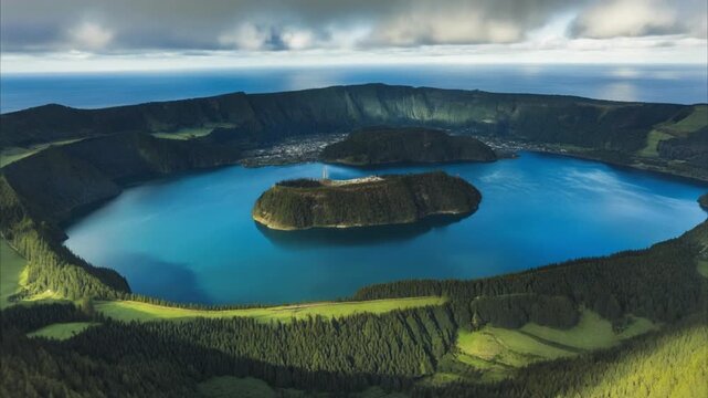 Aerial View of Taal Volcano and Its Magnificent Blue Lake Crater