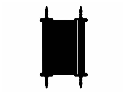 Ancient Torah Scroll Silhouette Icon Representing Jewish Sacred Scriptures and Religious Tradition