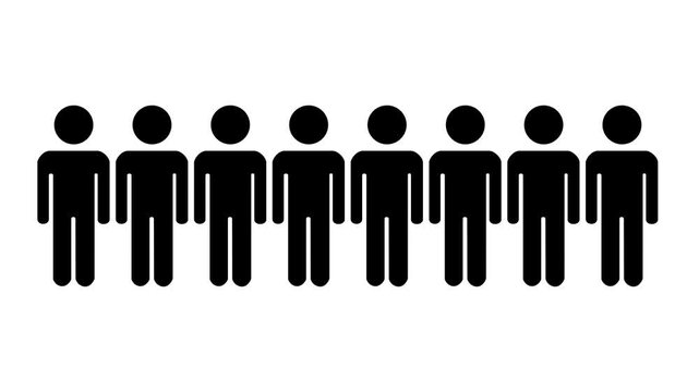 Workforce Selection Symbol with Black and White Human Figures in Clean Minimal Layout on Bright White Background Design