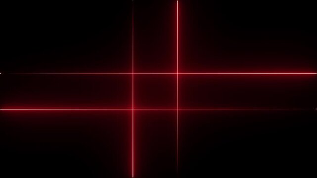 Neon line glowing rectangle frame on black background. Glowing red neon frame background animation rectangle shape. 4k video 