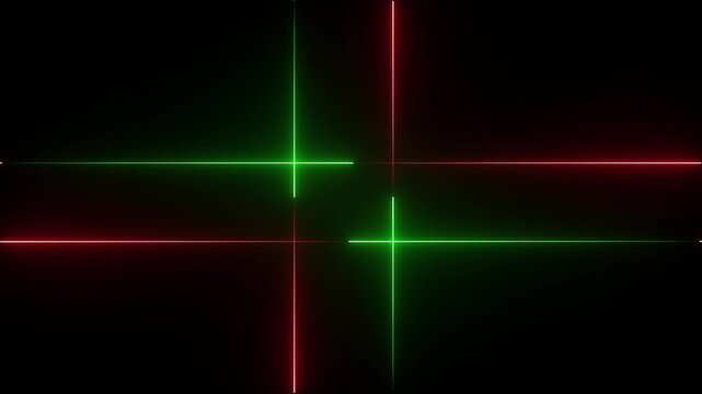Neon line glowing rectangle frame on black background. Glowing red and green neon frame background animation rectangle shape on black background...