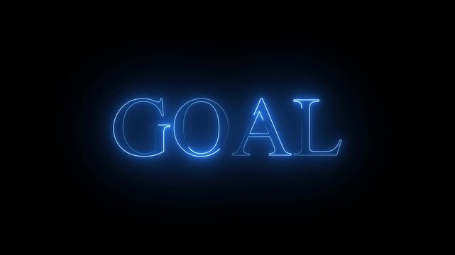 Goal text font with neon light. Goal Neon Text advertisement promo animation video with dark background . Goal Glowing neon text animation video