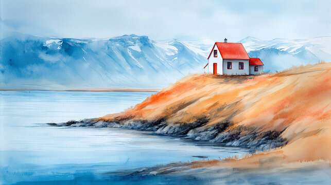 Iceland Watercolour Landscape