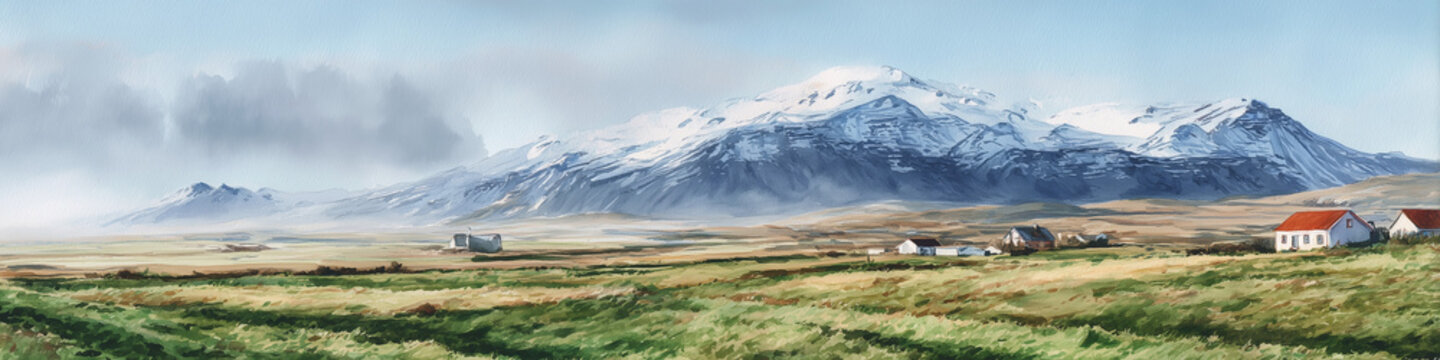 Iceland Watercolour Landscape