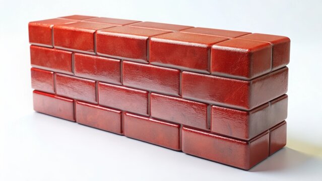 Red ceramic brick at the white background