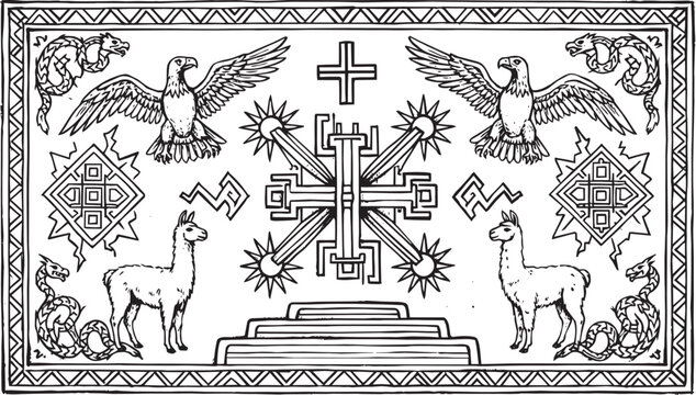  inca hand drawing tribal etnic pattern