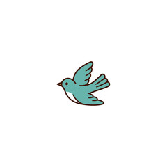 Fototapeta premium Minimalist vector illustration of a small blue bird flying.