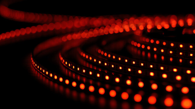 Red LED Strip Lights in Spiral Formation
