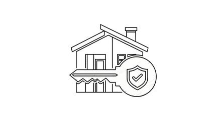Fototapeta premium House key with shield icon symbol of security and protection concept