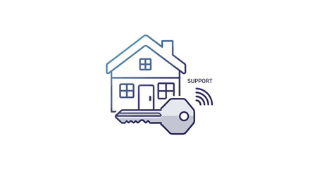 Fototapeta premium House key with wifi signal represents smart home technology