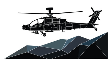 Fototapeta premium Silhouette of an AH 64 Apache attack helicopter.