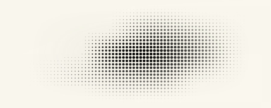 Monochrome printing raster, abstract vector halftone background.