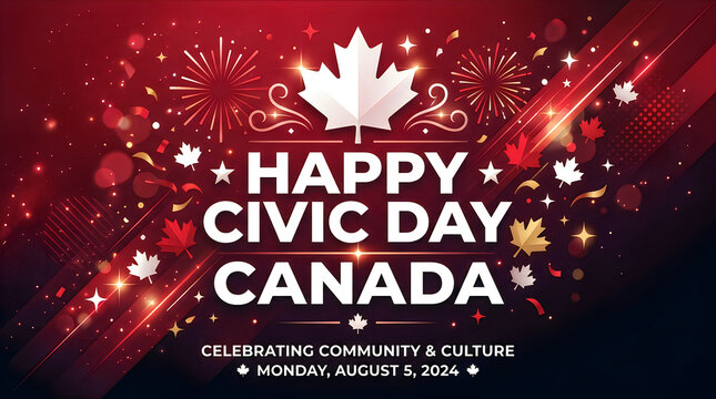 Happy civic day canada holiday celebration graphic