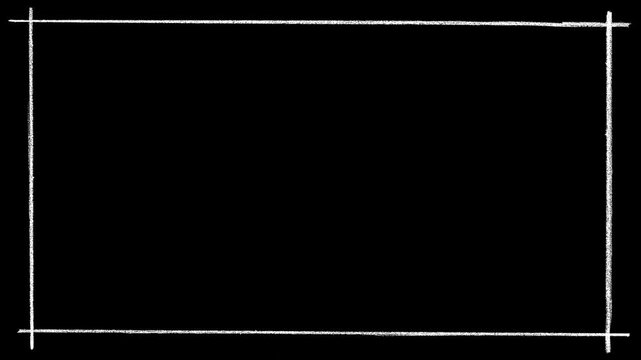 Sketchy rectangle border line drawing animation, white hand-drawn frame, abstract copy space