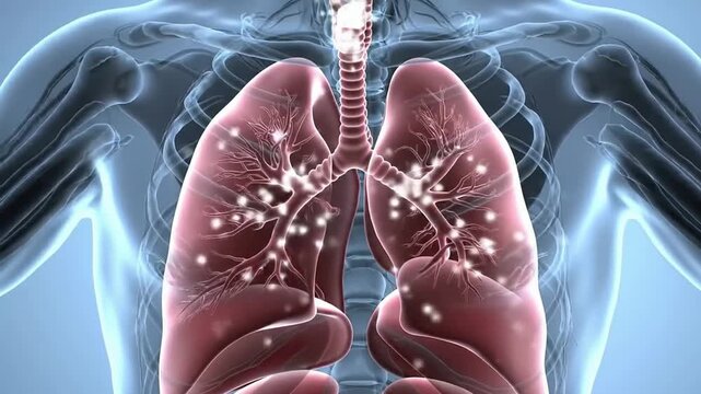 Detailed Human Anatomy Illustration Featuring Lungs With A Subtle Comparison Of Respiratory Function For Medical Education And Health Science Applications