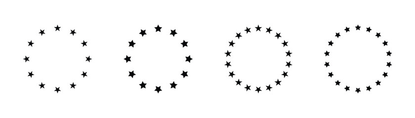 Fototapeta premium Stars in circle graphic design elements used as interactive buttons for bookmarking and achieving milestones. Minimalist Stars circle icon. Black star in a circular frame isolated on white background.