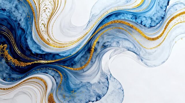 Abstract blue and gold swirling pattern