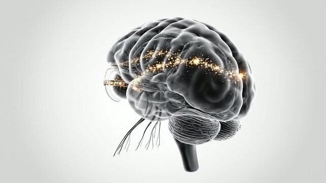 Floating Medical Anatomy Model In Clean White Studio Shot Showcasing Detailed Brain Structure With Neural Connections For Educational And Scientific Use
