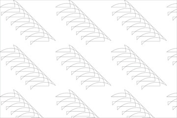 Obraz premium Abstract palm leaf line art pattern with minimalist tropical foliage shapes on gray floor.