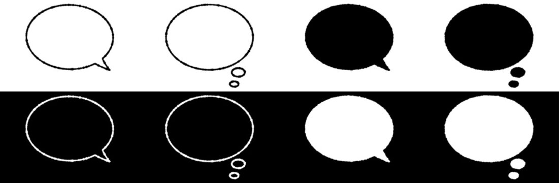 手書きの吹き出しイラストセット 漫画のセリフや心の中の声に使えるベクター素材