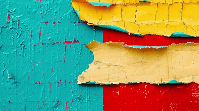 Time lapse old colorful posters texture ripped of old, Old colorful posters ripped torn crumpled paper. Wall backdrop placard texture.
Vintage random poster ripped torn crumpled paper