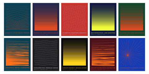 Set of abstract geometric line art posters with minimalist patterns © BasharCreates