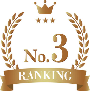 Bronze ribbon third place ranking badge with laurel wreath award icon set