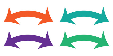 Naklejka premium Double headed arrow set. Colorful dual sided curved arrow icon. Double ended arrow vector design for website and app.