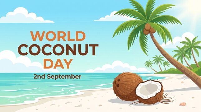 world coconut day logo and poster vector illustration