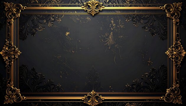 Elegant Black and Gold Ornate Certificate Frame Background