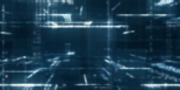 Halftone letter binary code pattern forming a pair of eyes. Coding language symbols forming a human form. Artificial intelligence technology futuristic background.