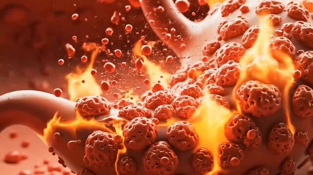 Conceptual Visualization of Chronic Gastric Inflammation and Acid Reflux Disease Damage in Human Stomach Anatomy