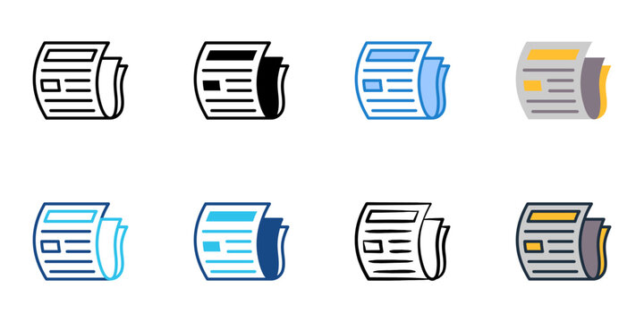 Newspaper icons set multiple style collection. Editable stroke 
