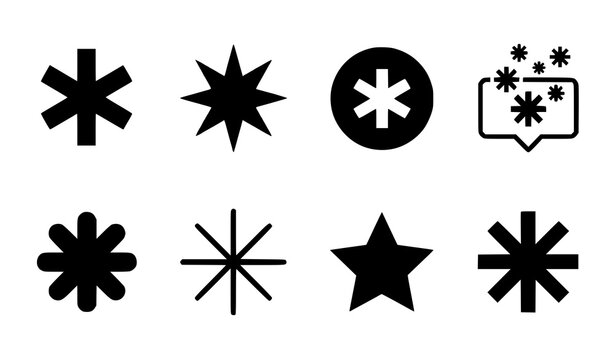 Vibrant Asterisk Flat Icon Vector Set Modern Colorful Starburst and Required Field UI Graphic Elements