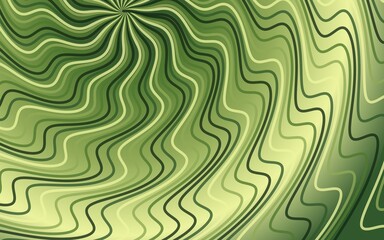 Fototapeta premium Green wavy lines abstract background with radial gradient effect.