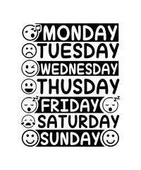Obraz premium monday tuesday wednesday thusday friday saturday sunday svg