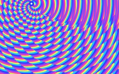 Naklejka premium Abstract colorful spiral background with vibrant rainbow optical illusion.
