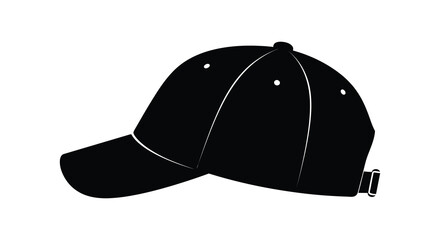 Fototapeta premium Black baseball cap with adjustable strap a dark silhouette hat headwear