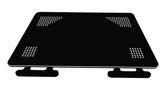 Rectangular perforated metal plate with legs black silhouette rectangle holes pattern