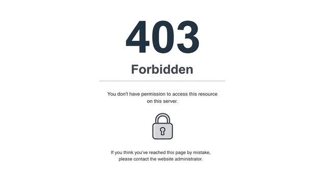 403 forbidden access error page screen with a padlock icon indicating restricted website permission denied
