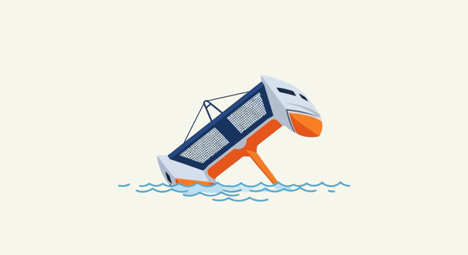Colorful paper boat floating on water illustration.