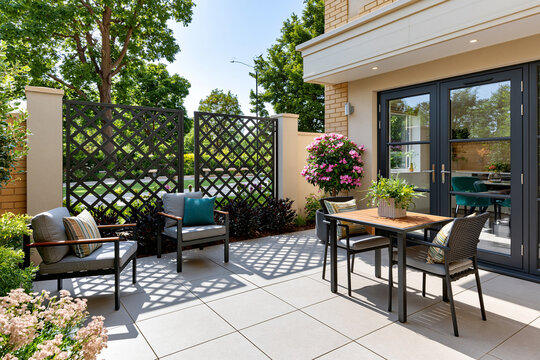 Outdoor patio furniture creating a modern garden design