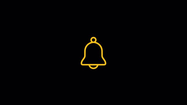 Animated bell notification icon with transparent background.