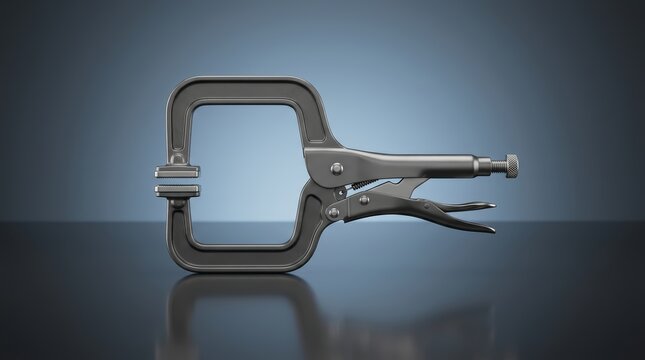 Locking C clamp 3D render self securing holding tool designed for stable retention fabrication and workshop versatility