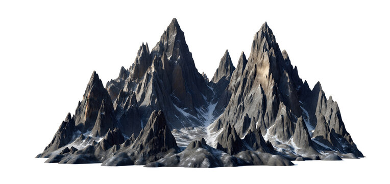 landscape mountain range isolated on white background