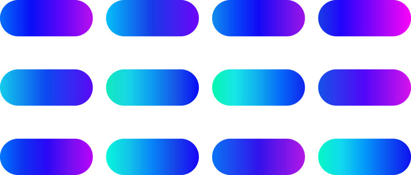 Vibrant blue and purple neon gradient UI button shapes.