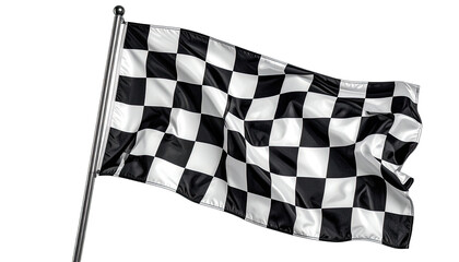 Obraz premium A checkered flag waves against a black background.
