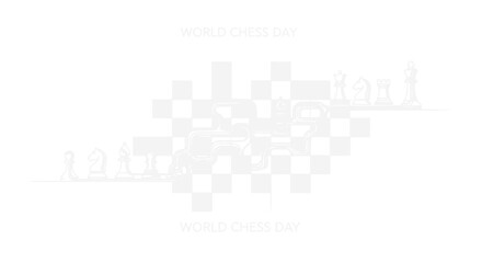 World Chess Day celebration with iconic pieces and checkered board graphic © Wachi