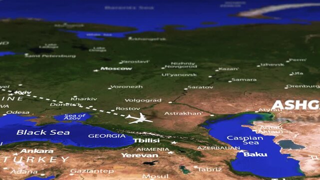 Flight From Oslo NORWAY to Ashgabat Turkmenistan with flag pins