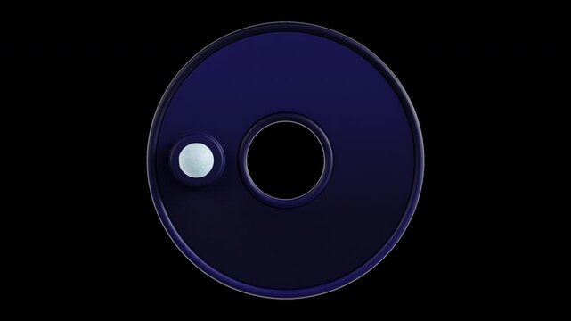 3D circular toggle switch rotating from day to night mode in a clean transparent background for digital app interfaces, representing light and dark mode settings or smart home controls.
